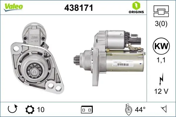 Starter 12 V 1,1 kW VALEO 438171