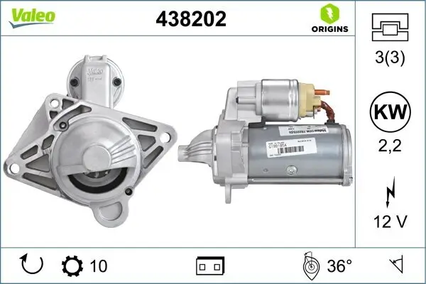 Starter 12 V 2,2 kW VALEO 438202