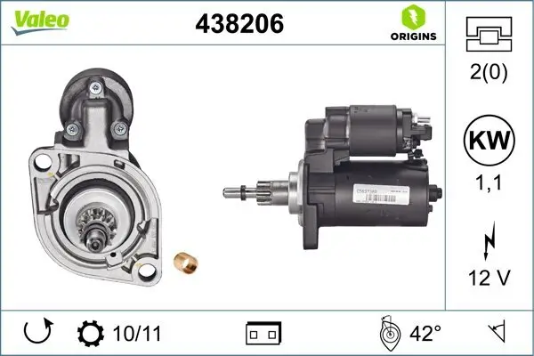 Starter 12 V 1,1 kW VALEO 438206