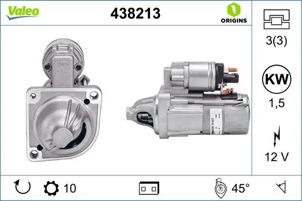 Starter 12 V 1,5 kW VALEO 438213