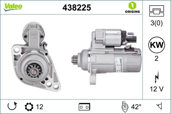 Starter 12 V 2 kW VALEO 438225