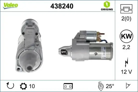 Starter 12 V 2,2 kW VALEO 438240 Bild Starter 12 V 2,2 kW VALEO 438240