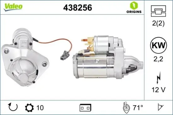 Starter 12 V 2,2 kW VALEO 438256 Bild Starter 12 V 2,2 kW VALEO 438256