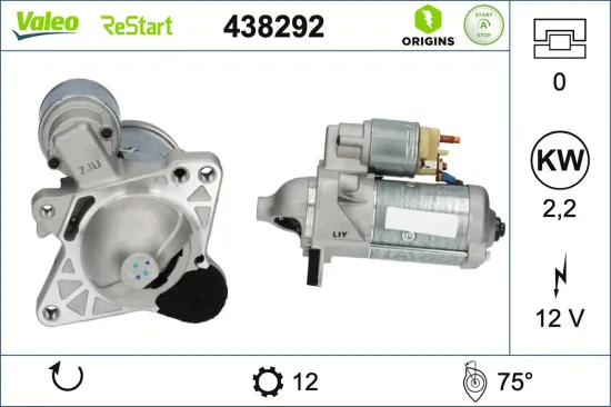 Starter 12 V 2,2 kW VALEO 438292 Bild Starter 12 V 2,2 kW VALEO 438292