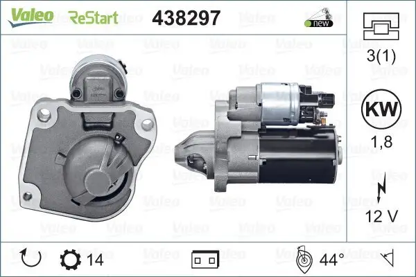 Starter 12 V 1,8 kW VALEO 438297