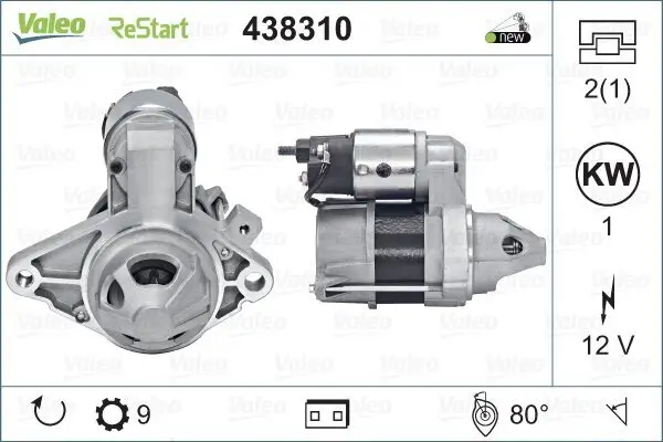 Starter 12 V 1 kW VALEO 438310