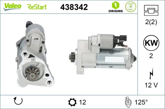 Starter 12 V 2 kW VALEO 438342 Bild Starter 12 V 2 kW VALEO 438342