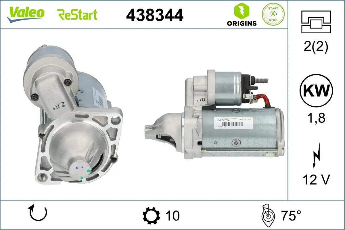 Starter 12 V 1,8 kW VALEO 438344