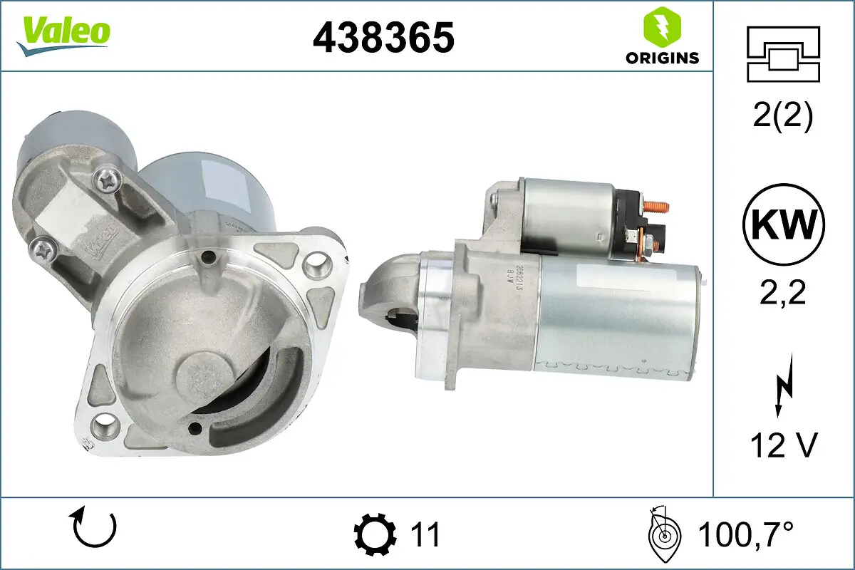 Starter 12 V 2,2 kW VALEO 438365