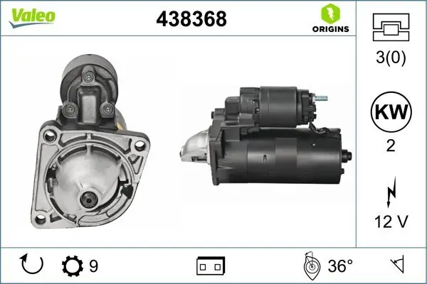 Starter 12 V 2 kW VALEO 438368