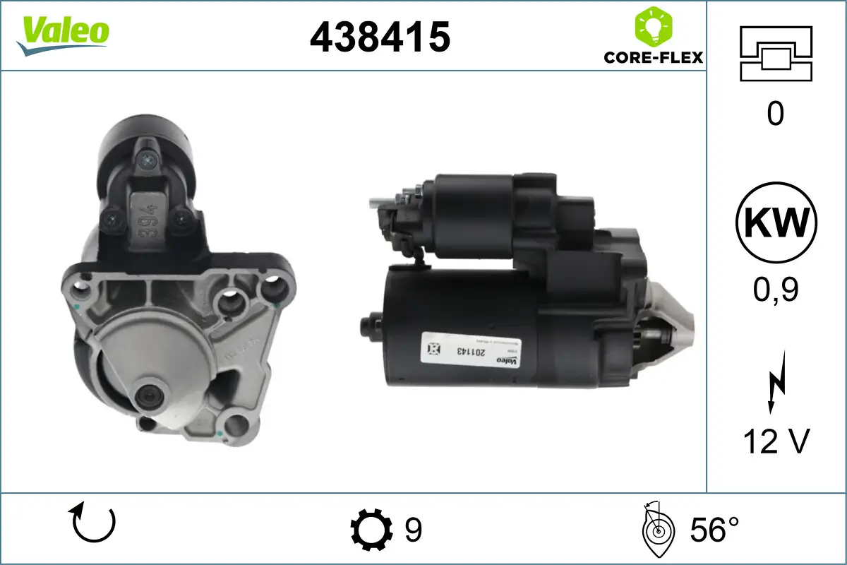 Starter 12 V 0,9 kW VALEO 438415