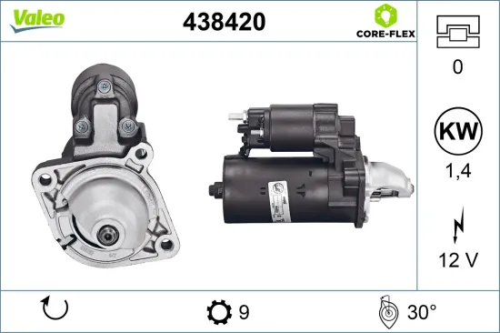 Starter 12 V 1,4 kW VALEO 438420 Bild Starter 12 V 1,4 kW VALEO 438420