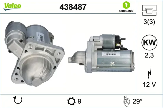 Starter 12 V 2,3 kW VALEO 438487 Bild Starter 12 V 2,3 kW VALEO 438487