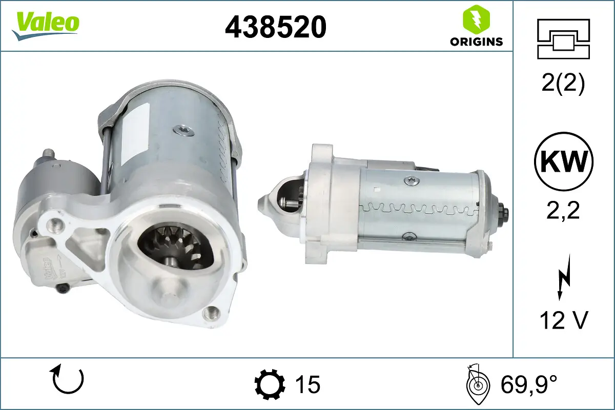 Starter 12 V 2,2 kW VALEO 438520