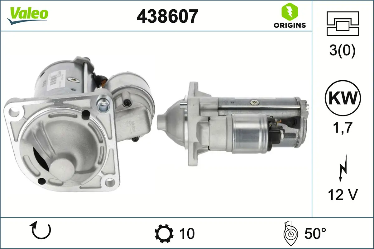 Starter 12 V 1,7 kW VALEO 438607