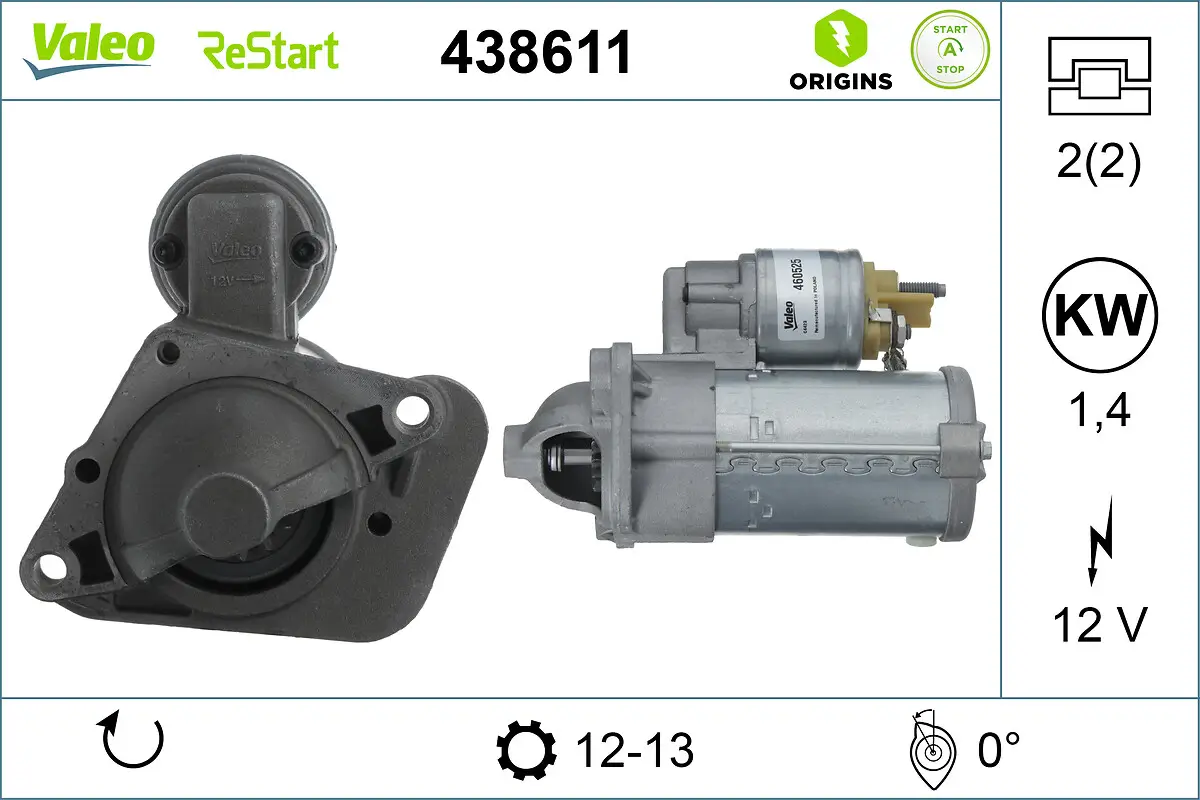 Starter 12 V 1,4 kW VALEO 438611