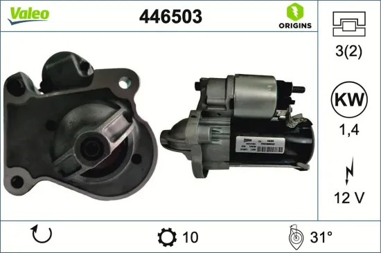 Starter 12 V 1,4 kW VALEO 446503 Bild Starter 12 V 1,4 kW VALEO 446503