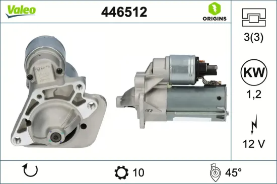 Starter 12 V 1,2 kW VALEO 446512 Bild Starter 12 V 1,2 kW VALEO 446512