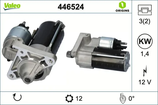 Starter 12 V 1,4 kW VALEO 446524 Bild Starter 12 V 1,4 kW VALEO 446524