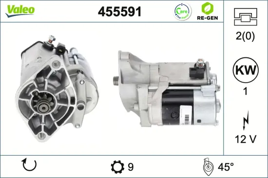 Starter 12 V 1 kW VALEO 455591 Bild Starter 12 V 1 kW VALEO 455591