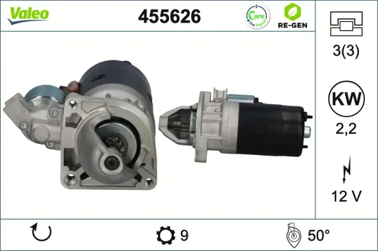 Starter 12 V 2,2 kW VALEO 455626 Bild Starter 12 V 2,2 kW VALEO 455626