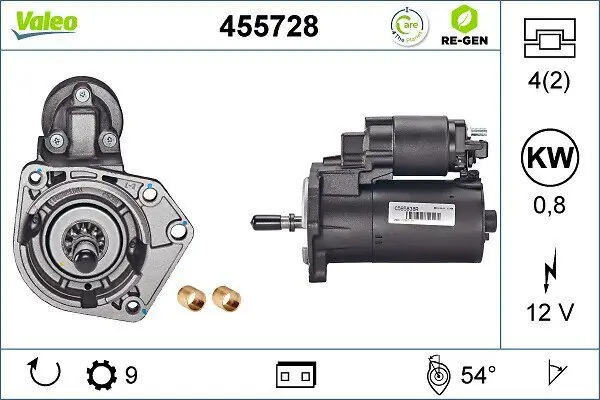 Starter 12 V 0,8 kW VALEO 455728