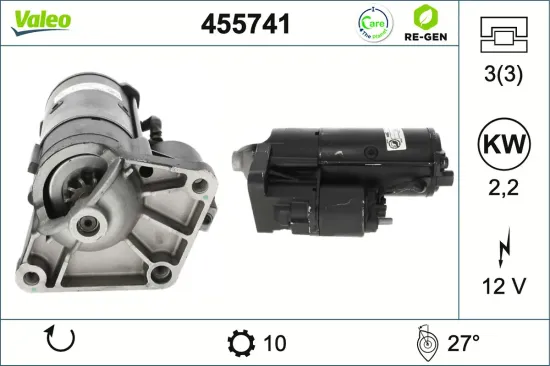 Starter 12 V 2,2 kW VALEO 455741 Bild Starter 12 V 2,2 kW VALEO 455741