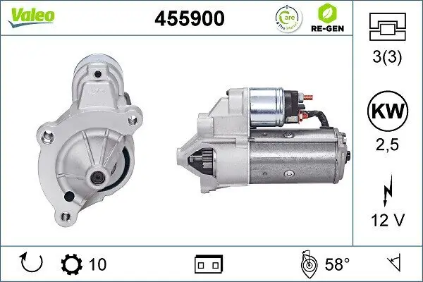 Starter 12 V 2,5 kW VALEO 455900