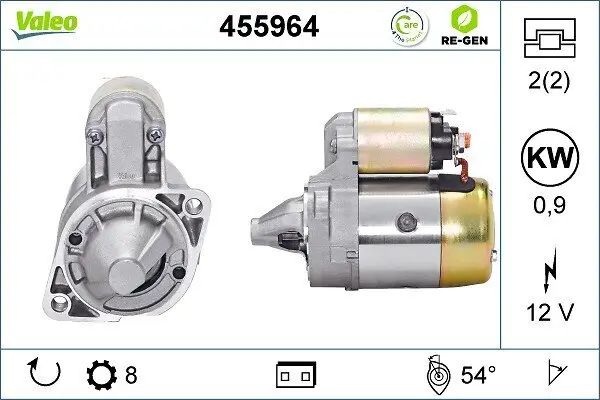 Starter 12 V 0,9 kW VALEO 455964