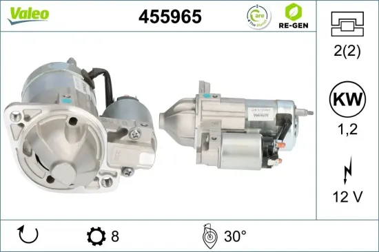 Starter 12 V 1,2 kW VALEO 455965 Bild Starter 12 V 1,2 kW VALEO 455965