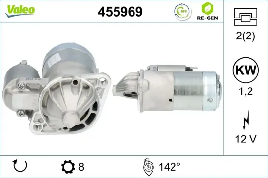 Starter 12 V 1,2 kW VALEO 455969 Bild Starter 12 V 1,2 kW VALEO 455969