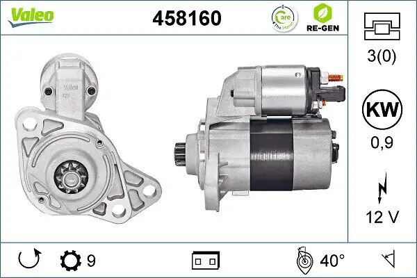 Starter 12 V 0,9 kW VALEO 458160