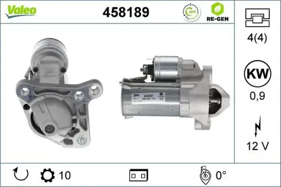 Starter 12 V 0,9 kW VALEO 458189 Bild Starter 12 V 0,9 kW VALEO 458189