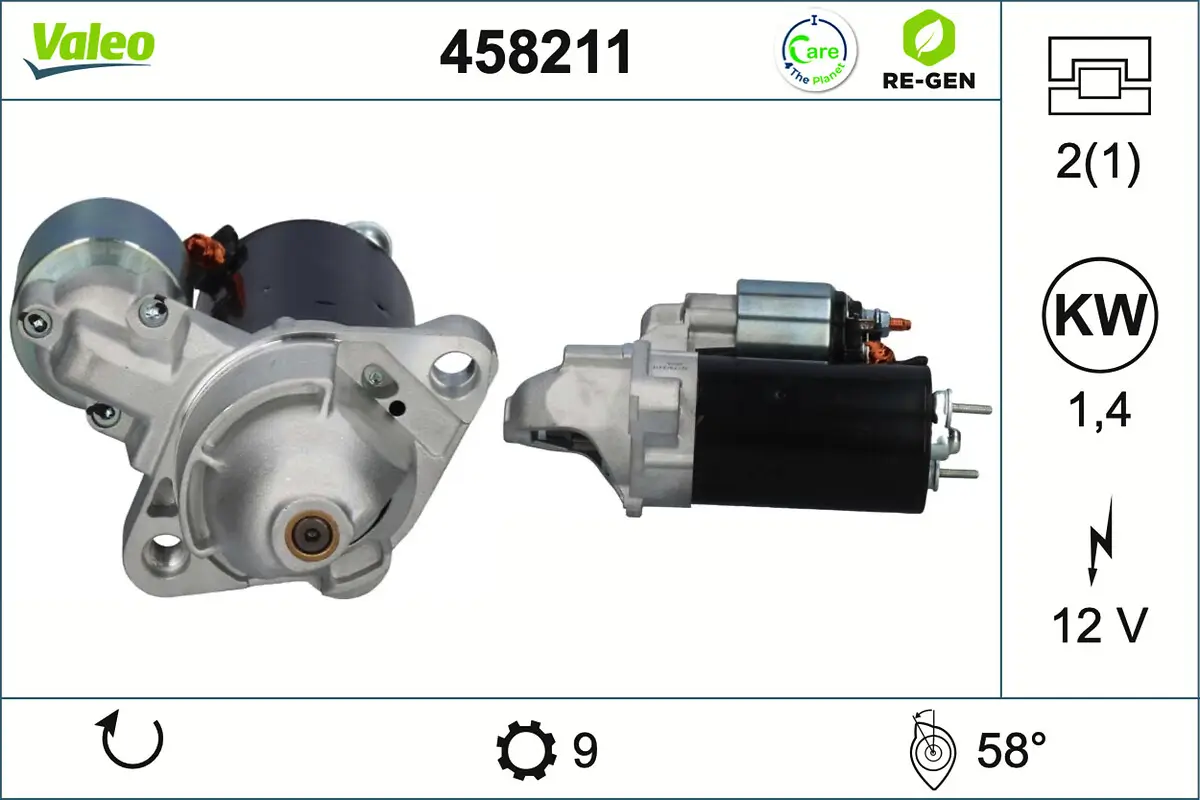 Starter 12 V 1,4 kW VALEO 458211