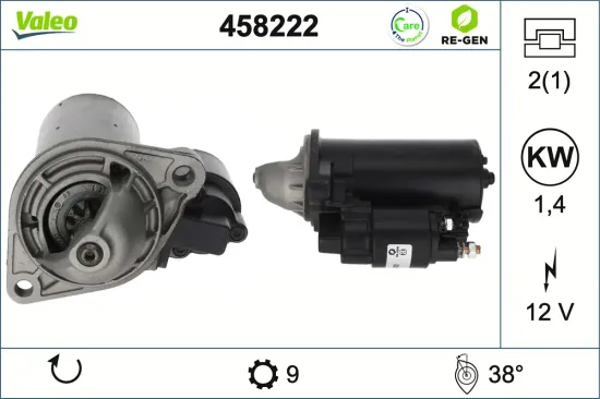 Starter 12 V 1,4 kW VALEO 458222 Bild Starter 12 V 1,4 kW VALEO 458222