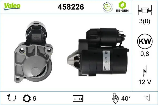 Starter 12 V 0,8 kW VALEO 458226
