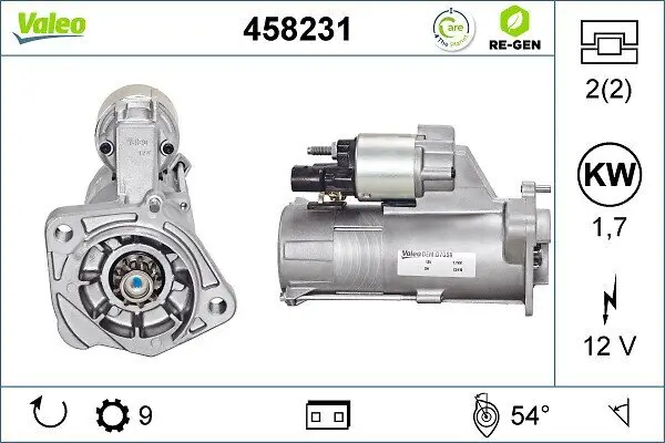 Starter 12 V 1,7 kW VALEO 458231