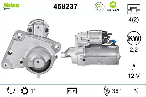 Starter 12 V 2,2 kW VALEO 458237