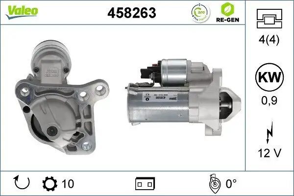 Starter 12 V 0,9 kW VALEO 458263