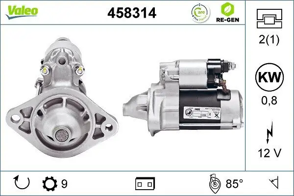 Starter 12 V 0,8 kW VALEO 458314