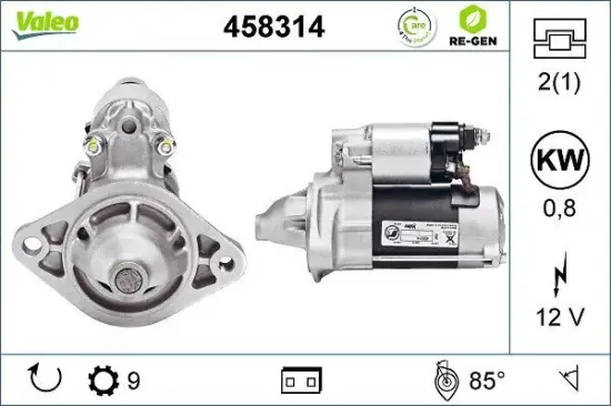 Starter 12 V 0,8 kW VALEO 458314 Bild Starter 12 V 0,8 kW VALEO 458314