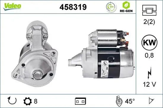 Starter 12 V 0,8 kW VALEO 458319 Bild Starter 12 V 0,8 kW VALEO 458319
