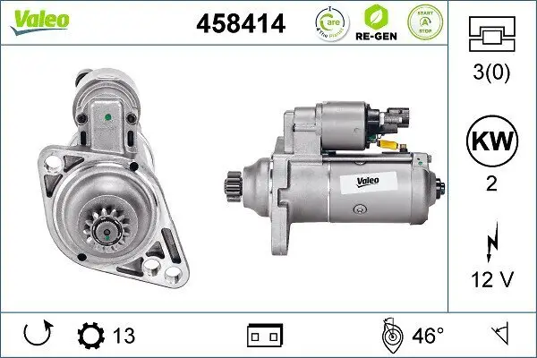 Starter 12 V 2 kW VALEO 458414