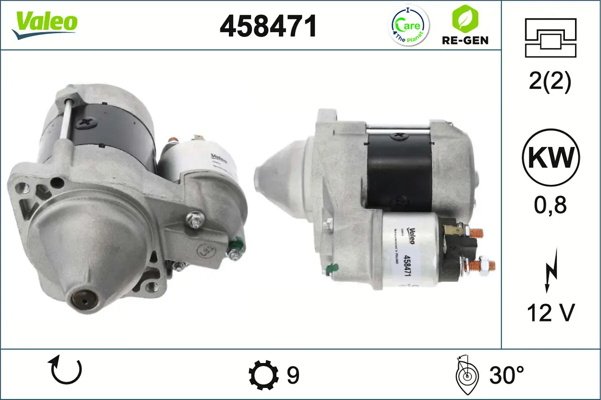 Starter 12 V 0,8 kW VALEO 458471