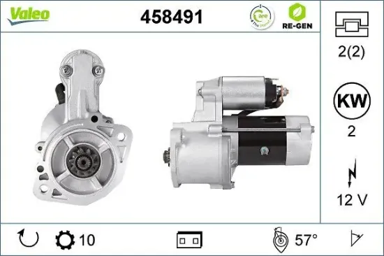 Starter 12 V 2 kW VALEO 458491 Bild Starter 12 V 2 kW VALEO 458491