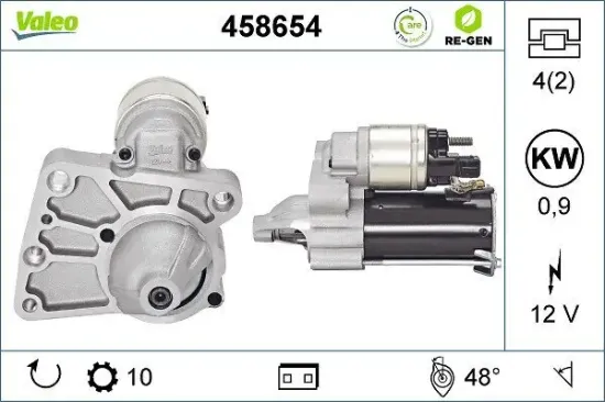 Starter 12 V 0,9 kW VALEO 458654 Bild Starter 12 V 0,9 kW VALEO 458654