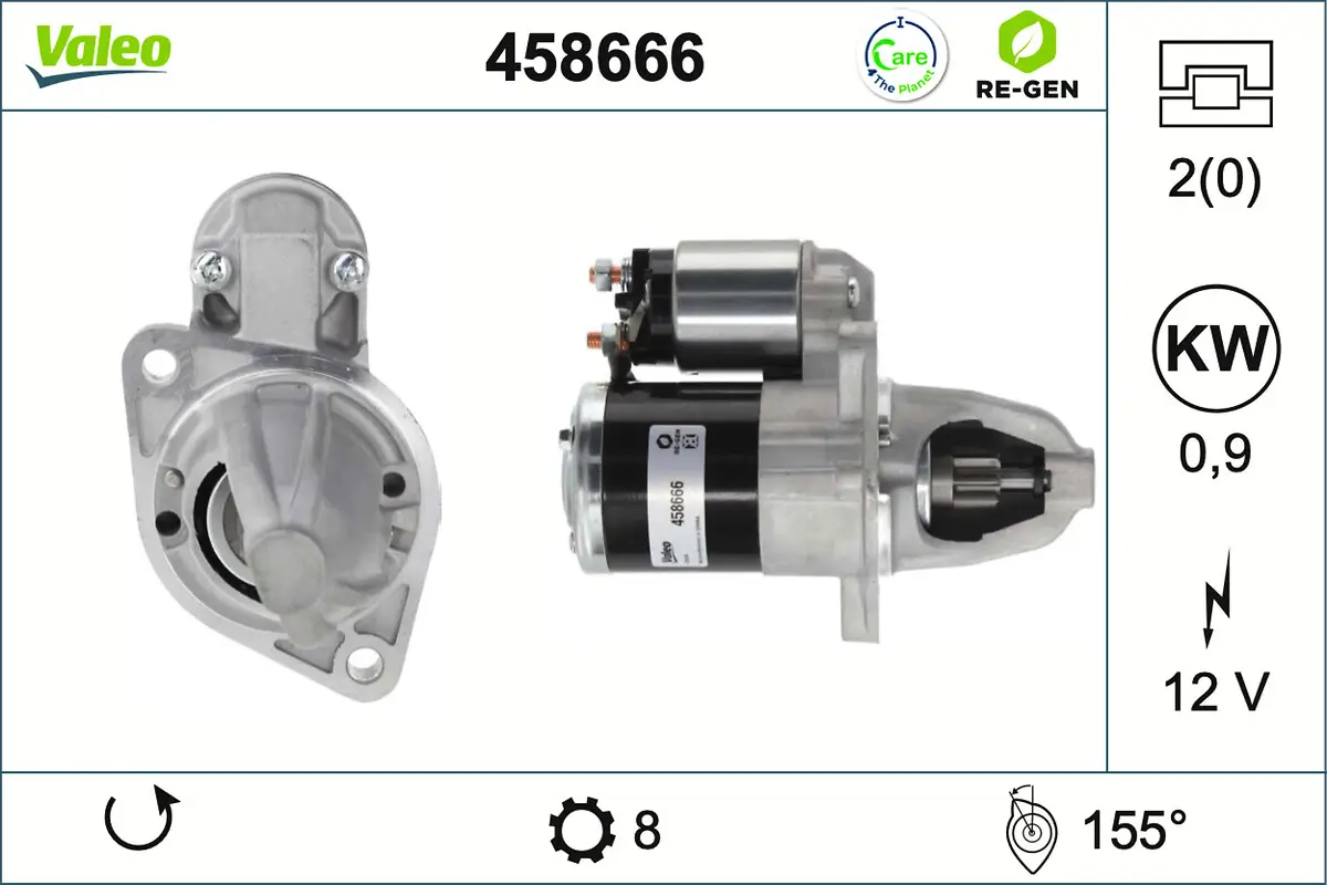 Starter 12 V 0,9 kW VALEO 458666
