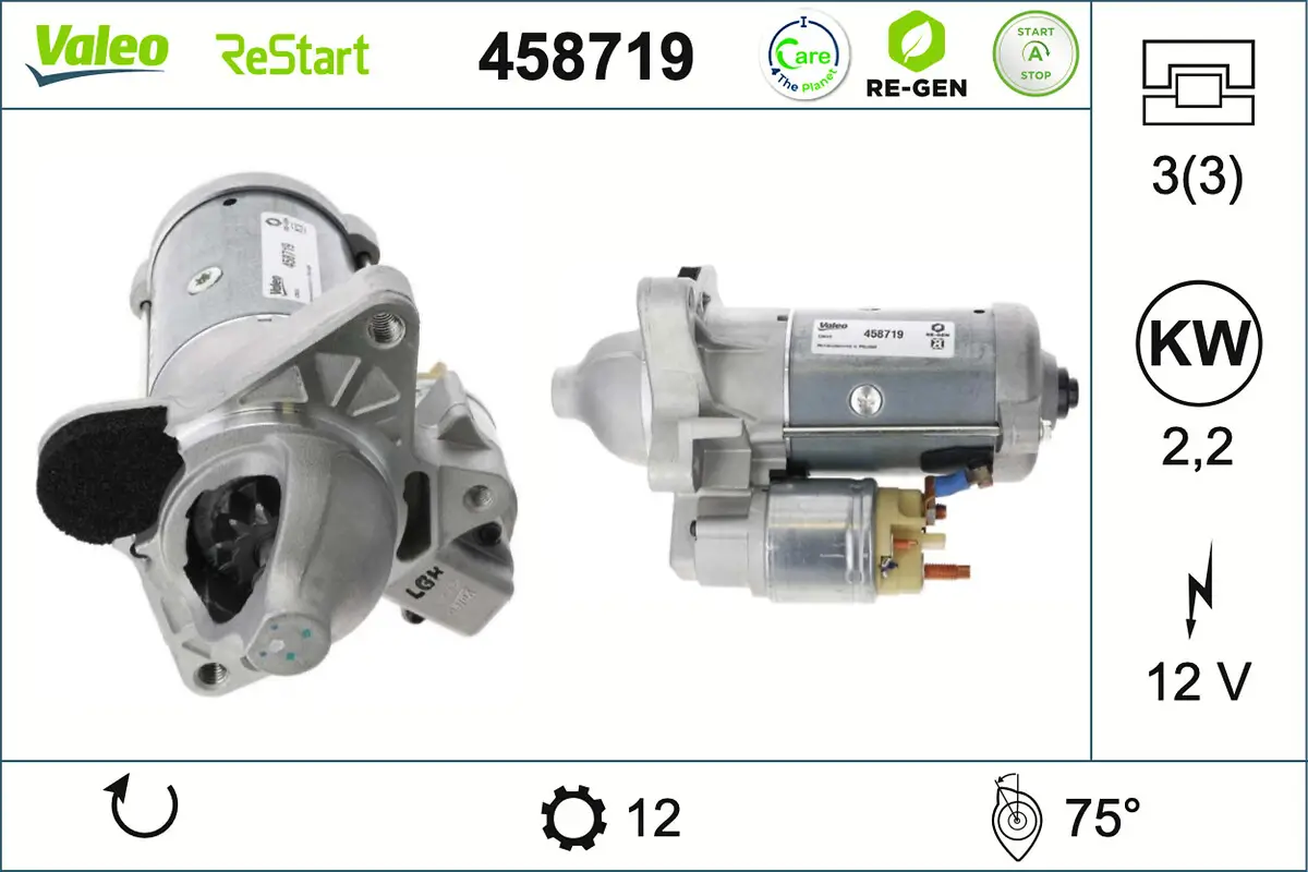 Starter 12 V 2,2 kW VALEO 458719