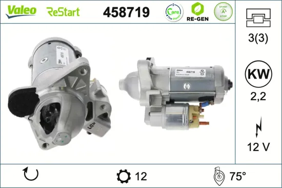 Starter 12 V 2,2 kW VALEO 458719 Bild Starter 12 V 2,2 kW VALEO 458719