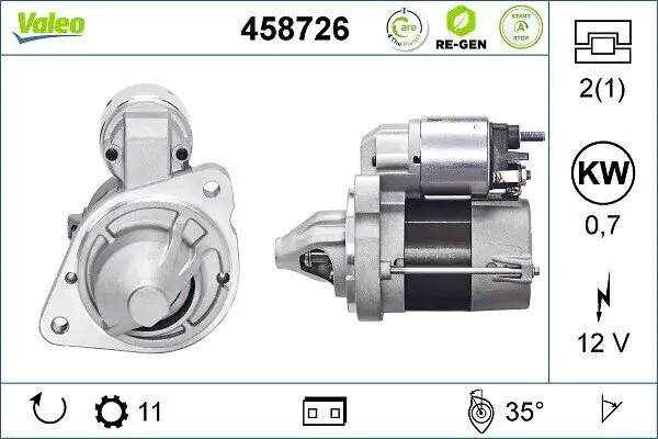 Starter 12 V 0,7 kW VALEO 458726